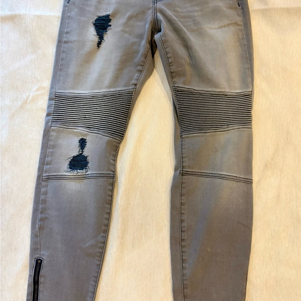 Dex Men's Skinny Distressed Gray Jeans